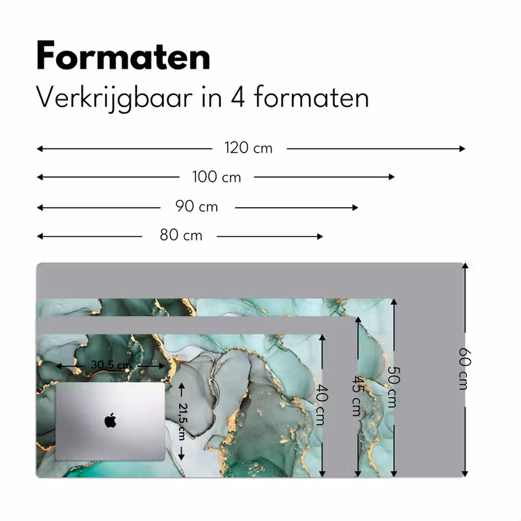 Bureau onderlegger - Goud - Marmer - Groen - Luxe - Marmerlook - Grijs — 7