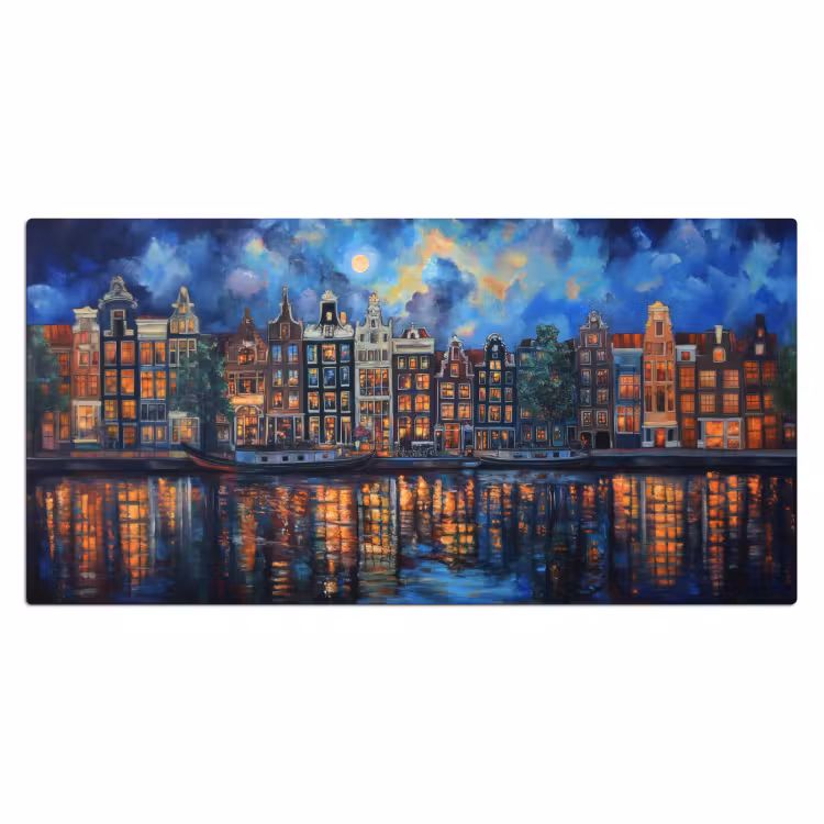 Bureau onderlegger - Grachten Amsterdam - Huizen - Stad - Kleurrijk — 1