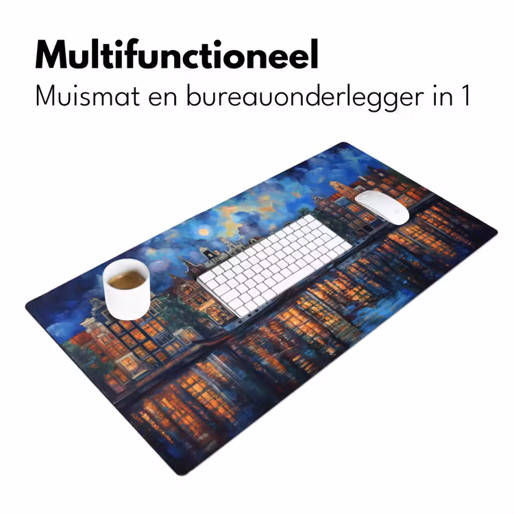 Bureau onderlegger - Grachten Amsterdam - Huizen - Stad - Kleurrijk — 6