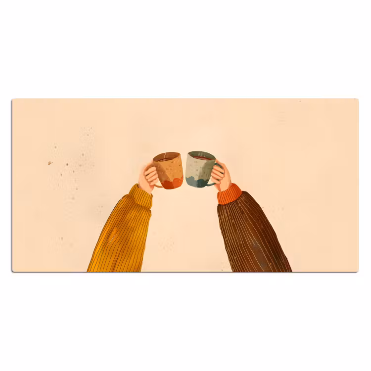 Bureau onderlegger - Illustratie - Mokken - Proosten - Bruin — 1