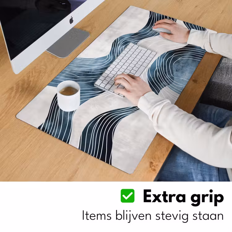 Bureau onderlegger - Lijnen - Golven - Abstract - Blauw — 5