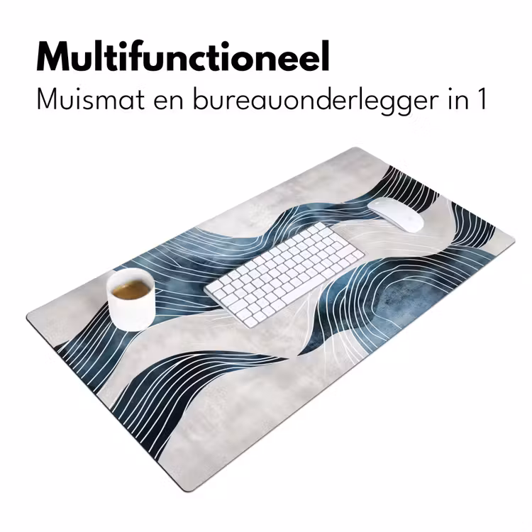 Bureau onderlegger - Lijnen - Golven - Abstract - Blauw — 6