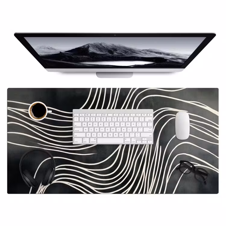 Bureau onderlegger - Lijnen - Patroon - Abstract - Wit — 3