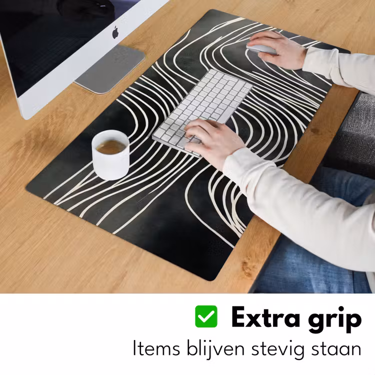 Bureau onderlegger - Lijnen - Patroon - Abstract - Wit — 5