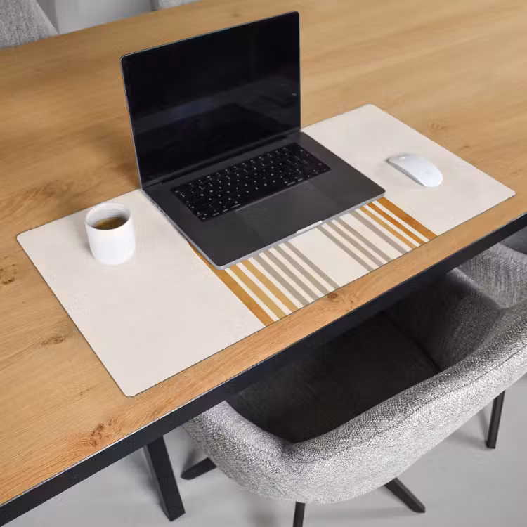Bureau onderlegger - Minimalistisch - Boog - Lijnen - Beige — 2