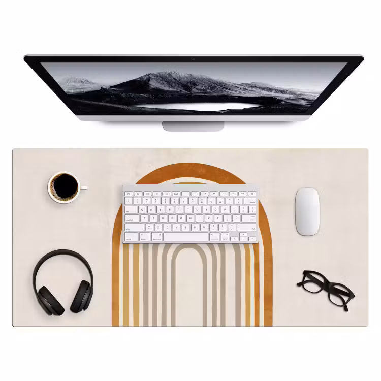 Bureau onderlegger - Minimalistisch - Boog - Lijnen - Beige — 3