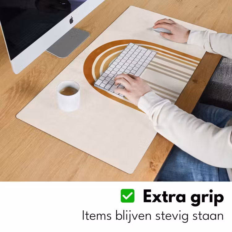 Bureau onderlegger - Minimalistisch - Boog - Lijnen - Beige — 5