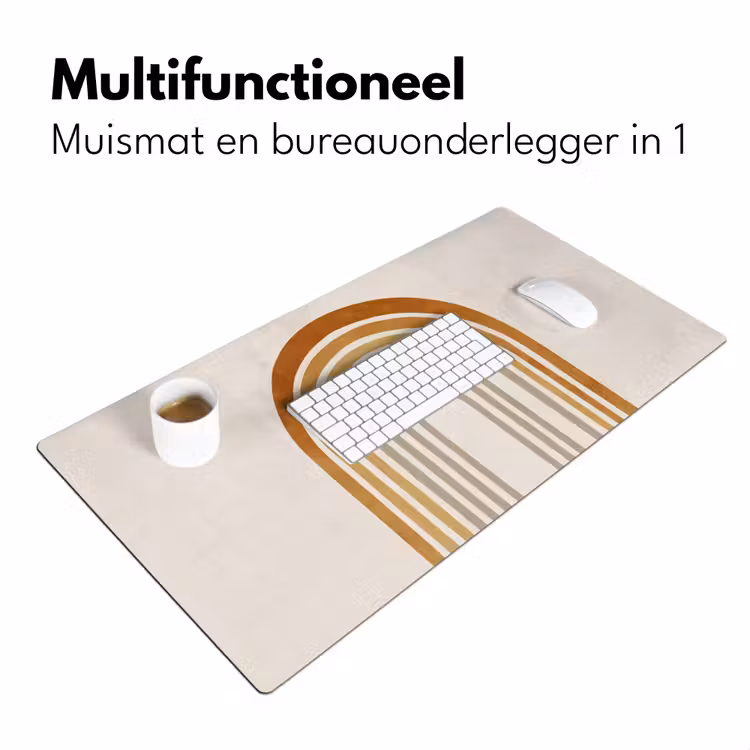 Bureau onderlegger - Minimalistisch - Boog - Lijnen - Beige — 6