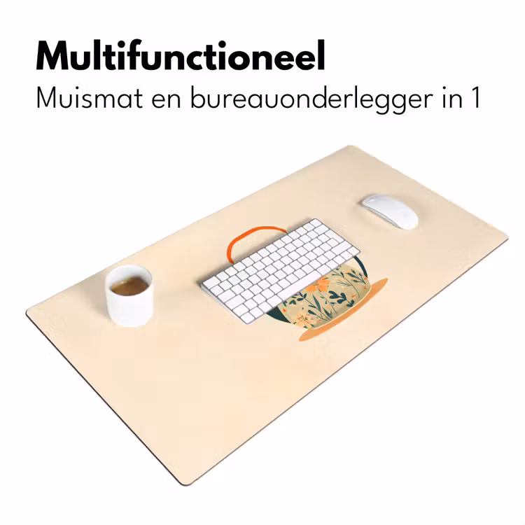 Bureau onderlegger - Oranje - Theepot - Bloemen - Bladeren — 6