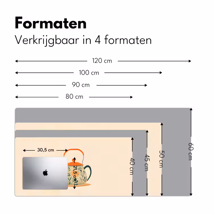 Bureau onderlegger - Oranje - Theepot - Bloemen - Bladeren — 7