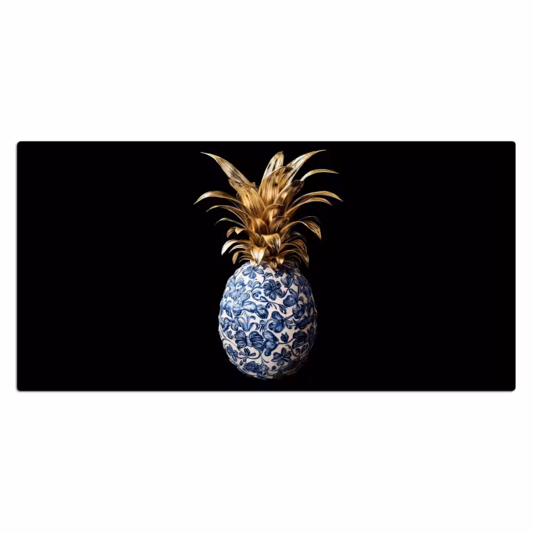 Bureau onderlegger - Ananas - Bloemen patroon - Goud - Delftsblauw — 1