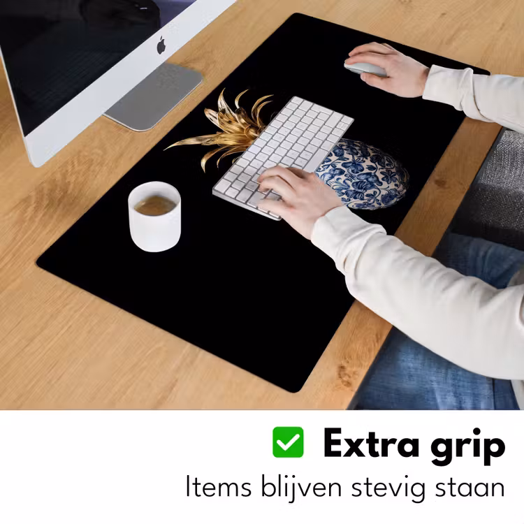 Bureau onderlegger - Ananas - Bloemen patroon - Goud - Delftsblauw — 5
