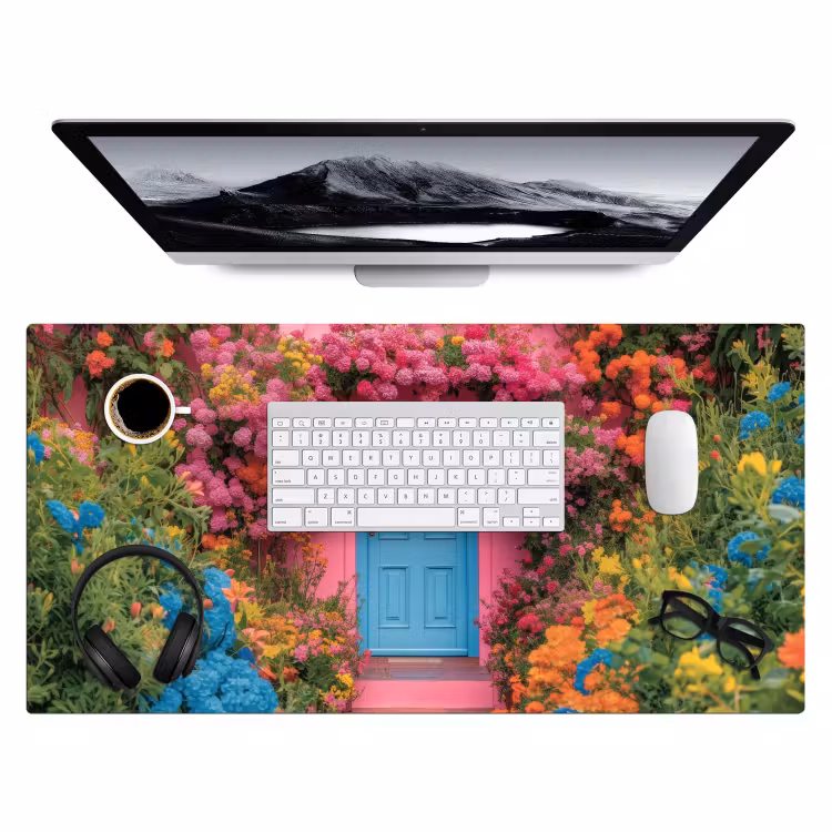 Bureau onderlegger - Bloemen - Deur - Roze — 3