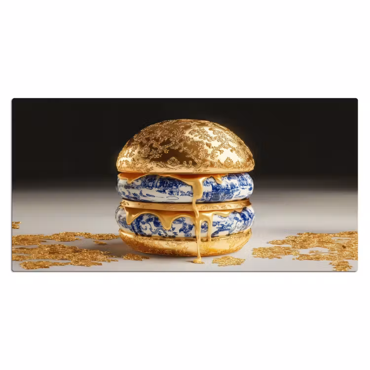 Bureau onderlegger - Delftsblauw - Goud - Burger — 1