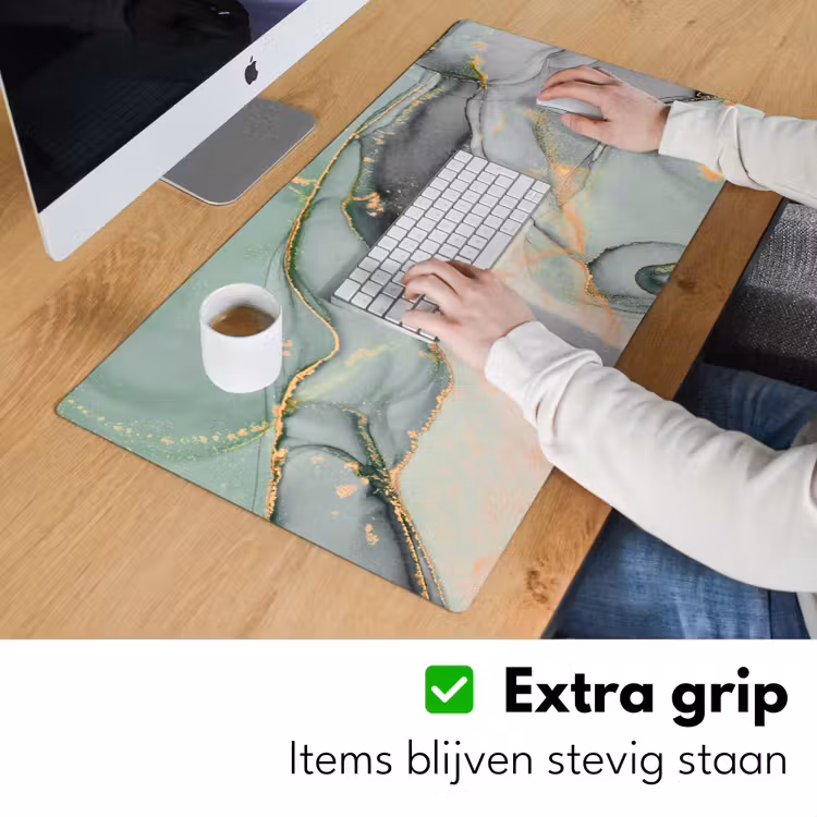 Bureau onderlegger - Goud - Marmer - Groen - luxe - Glitter - Marmerlook — 5