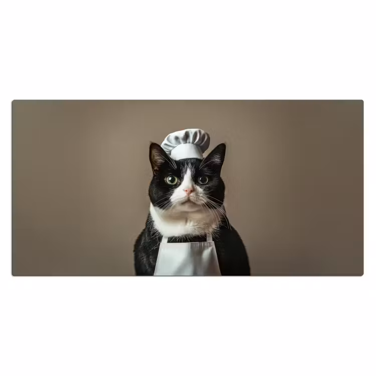 Bureau onderlegger - Kat - Kokskleding - Zwart - Wit — 1