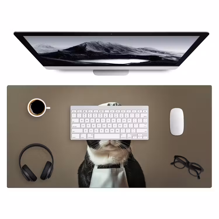 Bureau onderlegger - Kat - Kokskleding - Zwart - Wit — 3