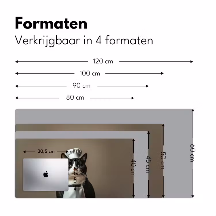 Bureau onderlegger - Kat - Kokskleding - Zwart - Wit — 7