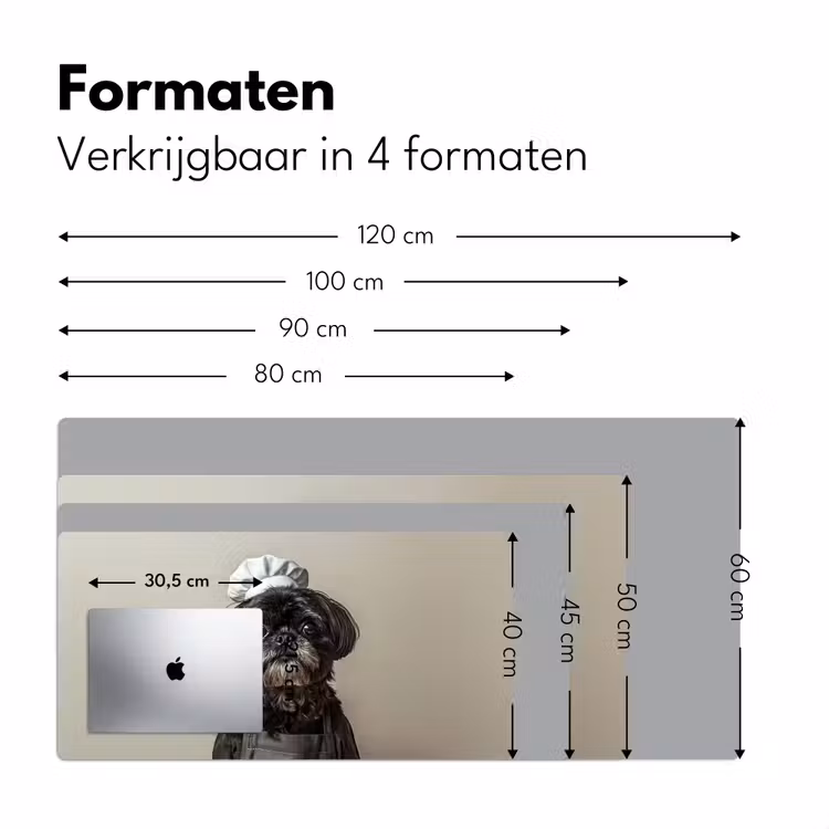 Bureau onderlegger - Kokskleding - Zwart - Hondje — 7