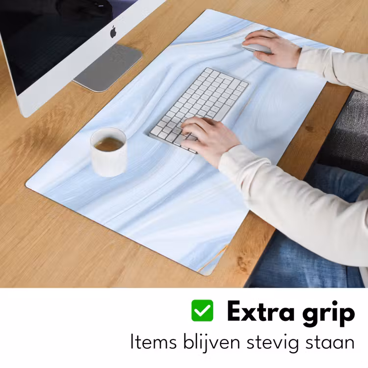 Bureau onderlegger - Marmer - Golf - Blauw - Patronen - Marmerlook - Pastel — 5
