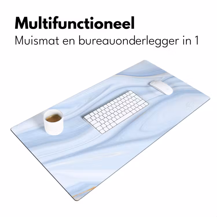 Bureau onderlegger - Marmer - Golf - Blauw - Patronen - Marmerlook - Pastel — 6