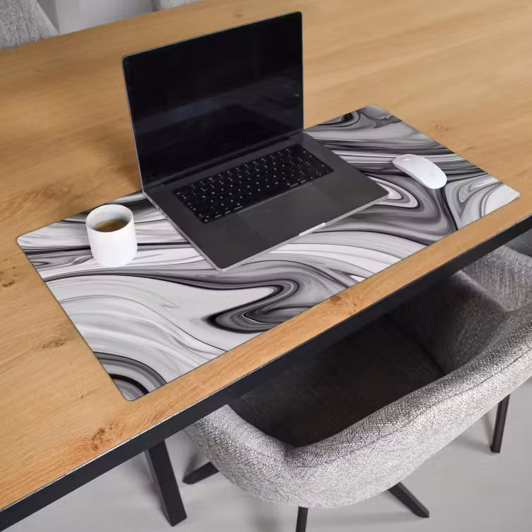 Bureau onderlegger - Marmer - Patronen - Grijs - Marmerlook - Zwart — 2