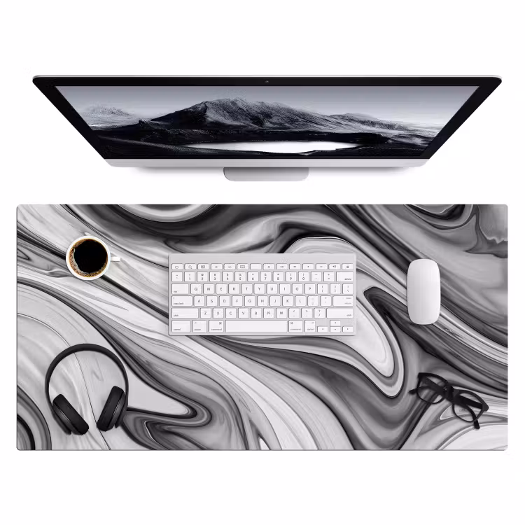 Bureau onderlegger - Marmer - Patronen - Grijs - Marmerlook - Zwart — 3