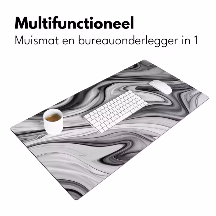 Bureau onderlegger - Marmer - Patronen - Grijs - Marmerlook - Zwart — 6