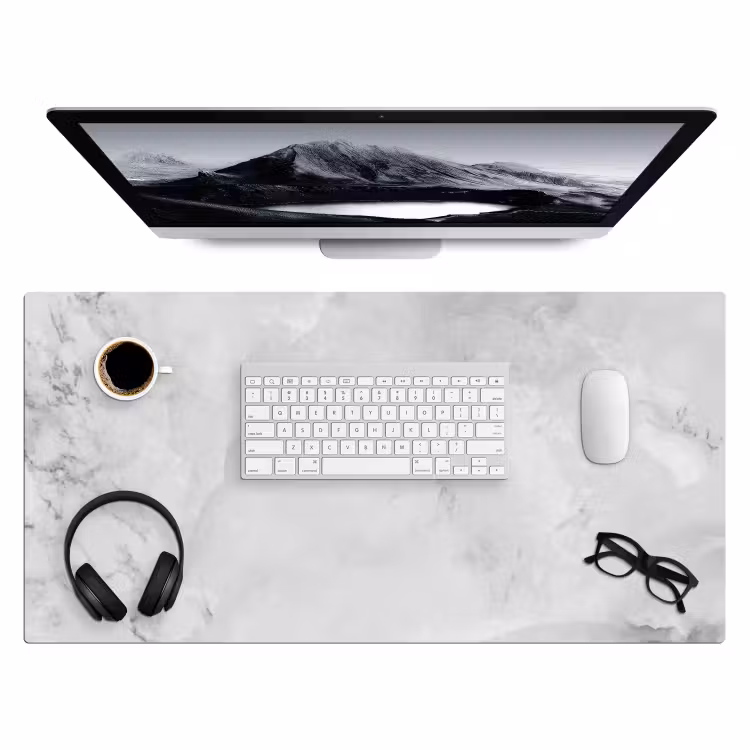 Bureau onderlegger - Marmer - Steen - Wit - Grijs - Marmerlook — 3