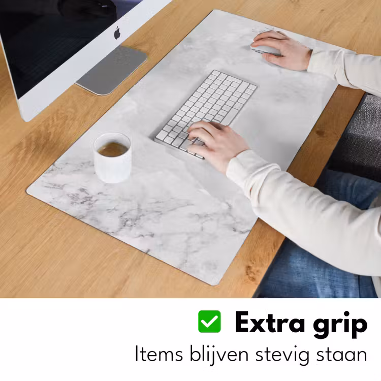 Bureau onderlegger - Marmer - Steen - Wit - Grijs - Marmerlook — 5