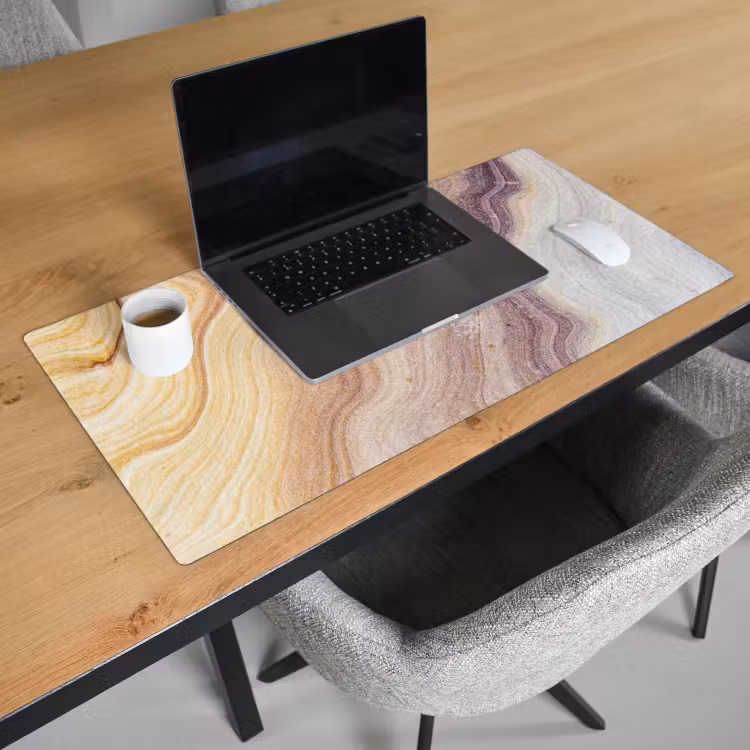 Bureau onderlegger - Marmer - Textuur - Zandsteen - Goud - Marmerlook — 2