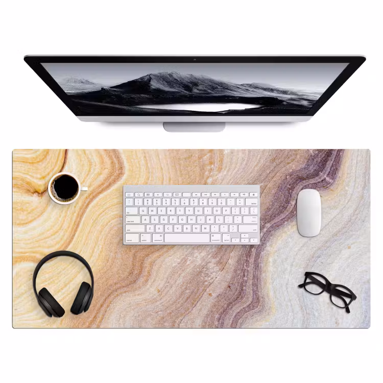 Bureau onderlegger - Marmer - Textuur - Zandsteen - Goud - Marmerlook — 3