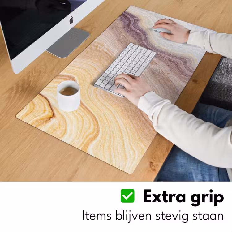 Bureau onderlegger - Marmer - Textuur - Zandsteen - Goud - Marmerlook — 5