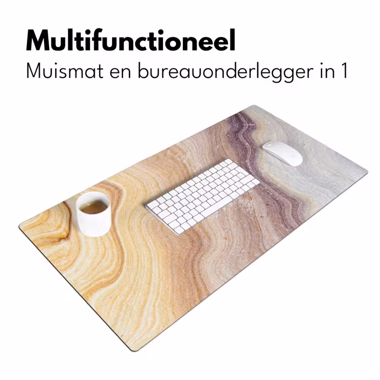 Bureau onderlegger - Marmer - Textuur - Zandsteen - Goud - Marmerlook — 6