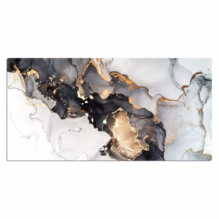 Bureau onderlegger - Marmer - Zwart - Wit - Goud - Luxe - Abstract — 1