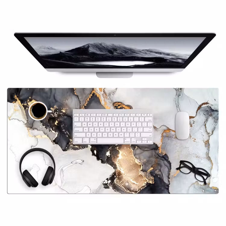 Bureau onderlegger - Marmer - Zwart - Wit - Goud - Luxe - Abstract — 3