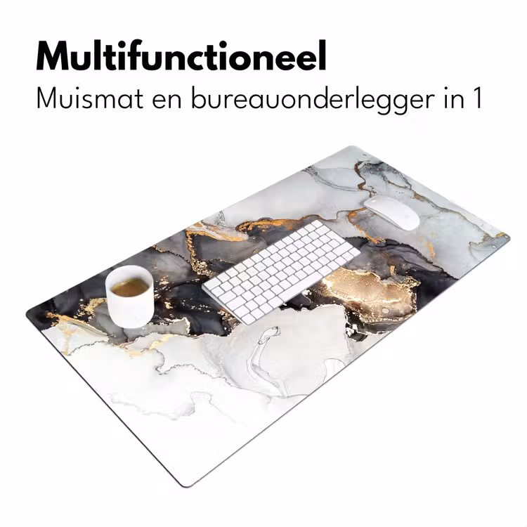 Bureau onderlegger - Marmer - Zwart - Wit - Goud - Luxe - Abstract — 6