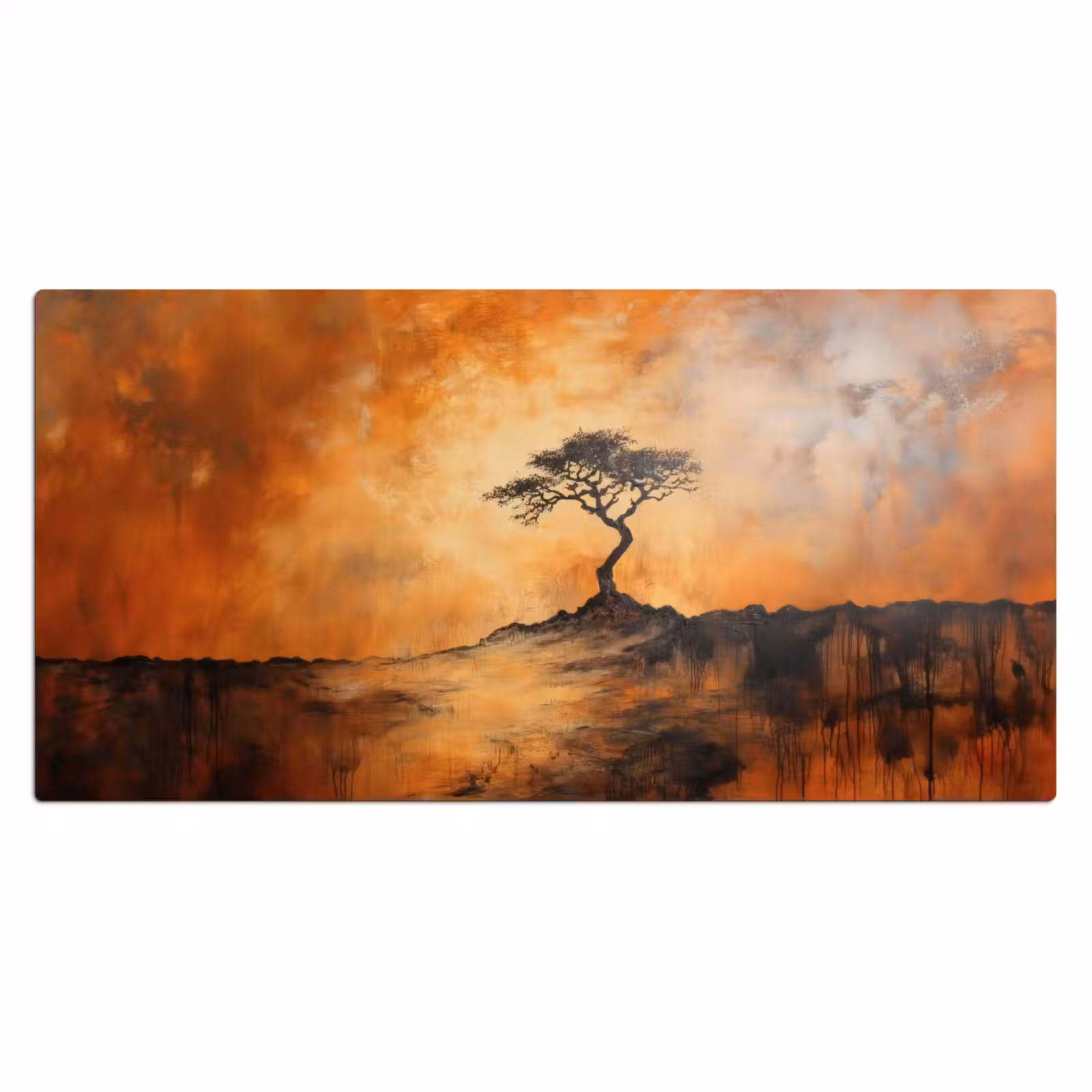 Bureau onderlegger - Boom - Landschap - Oranje — 1