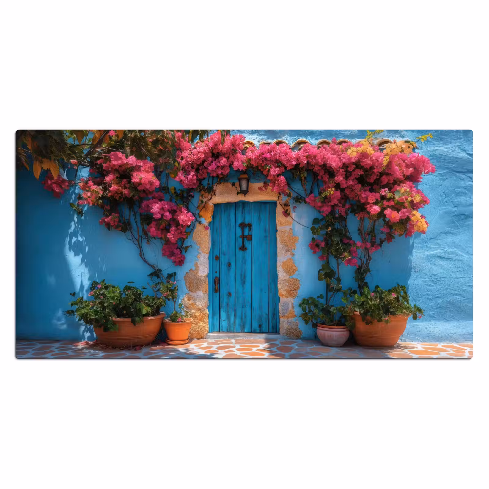 Bureau onderlegger - Deur - Hout - Bloemen - Blauw — 1