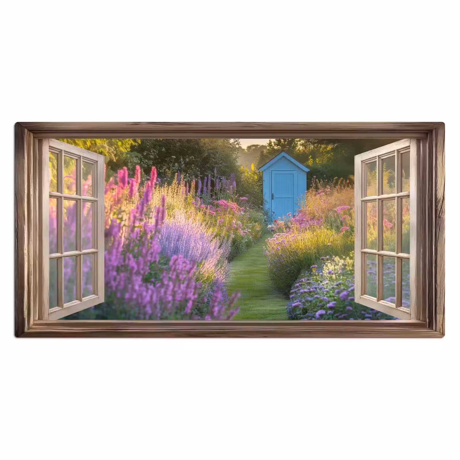Bureau onderlegger - Doorkijk - Bloemen - Raam - Natuur — 1