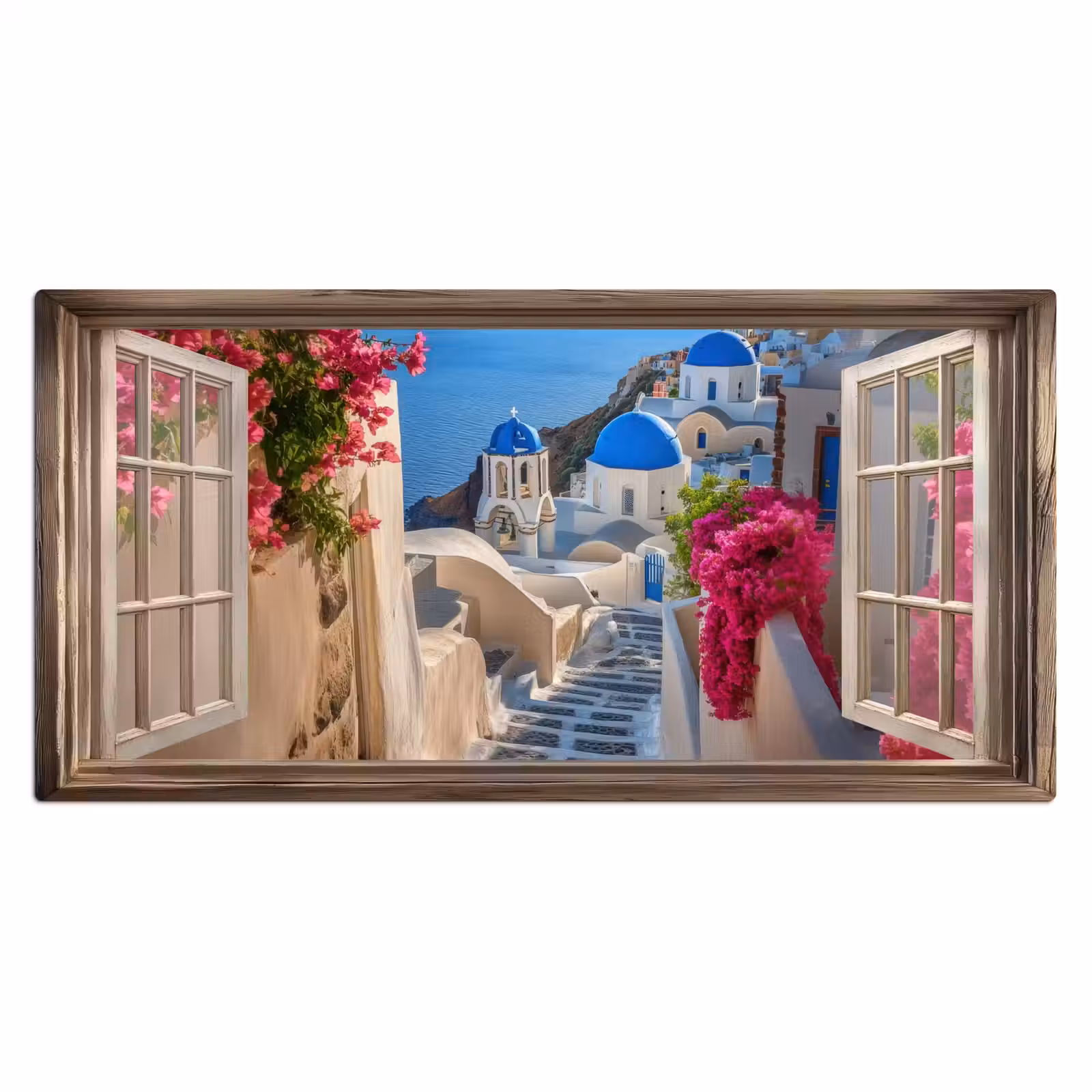 Bureau onderlegger - Doorkijk - Santorini - Landschap - Blauw - Grieks — 1