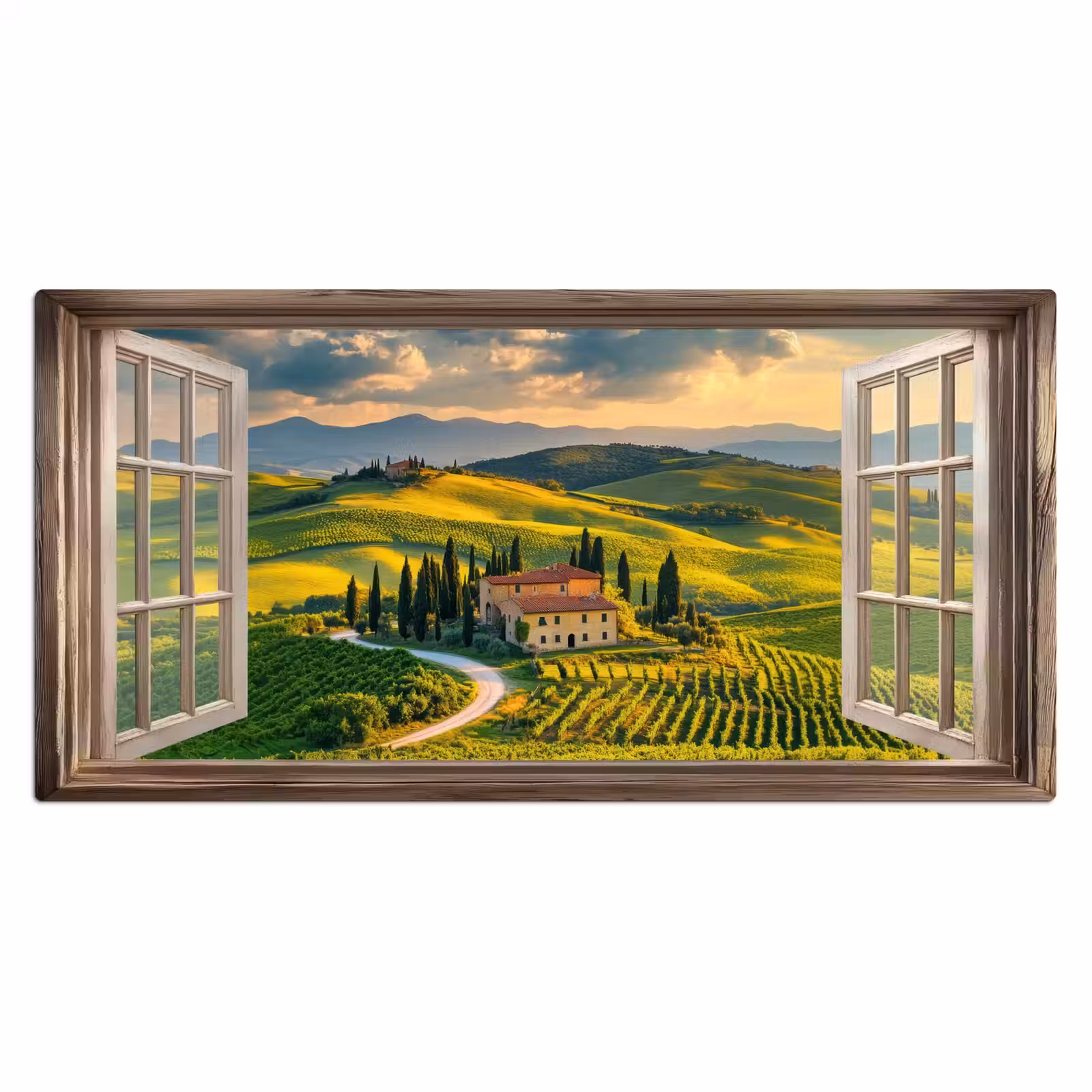 Bureau onderlegger - Doorkijk - Toscane - Uitzicht - Landschap - Zomer — 1