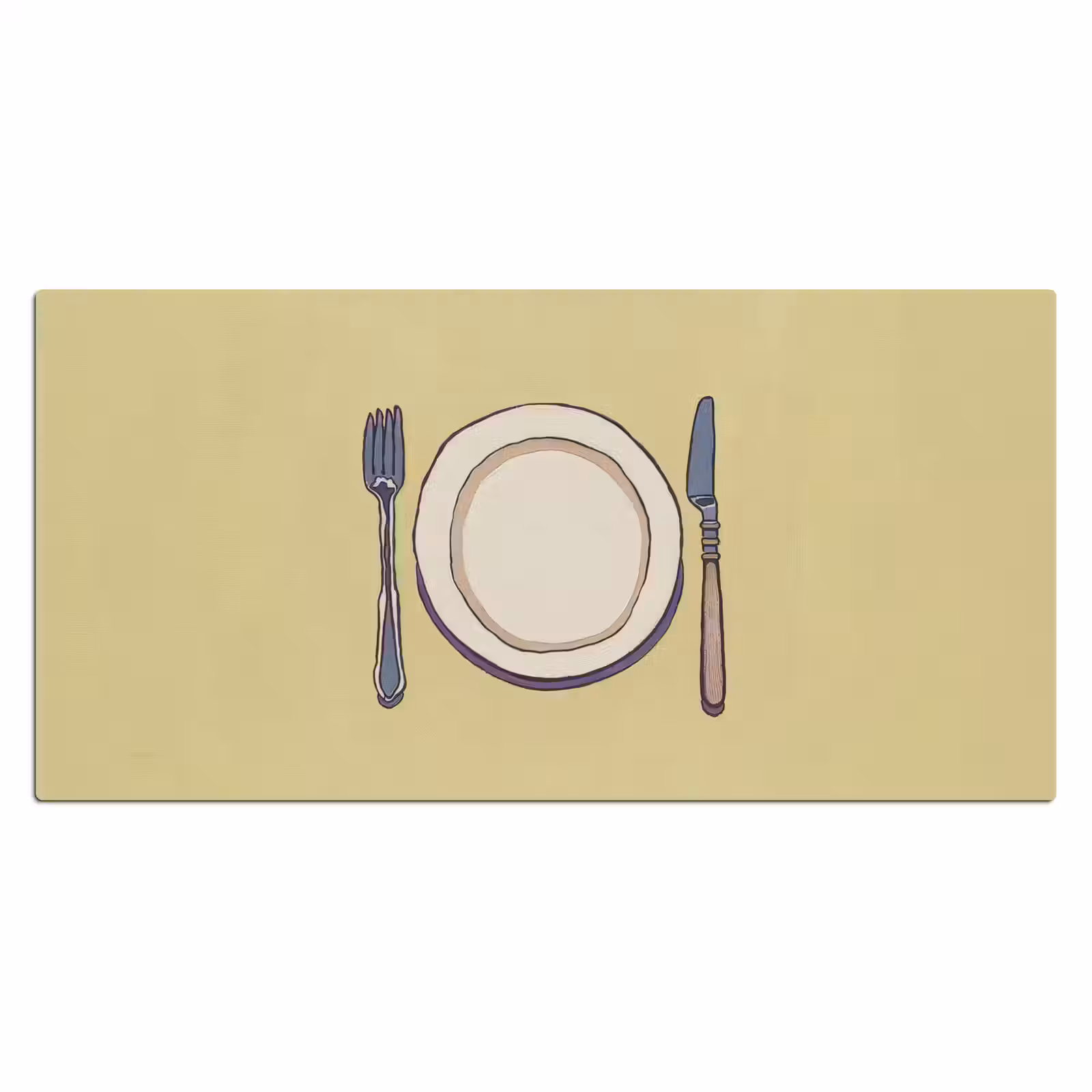 Bureau onderlegger - Illustratie - Bord - Bestek - Beige — 1