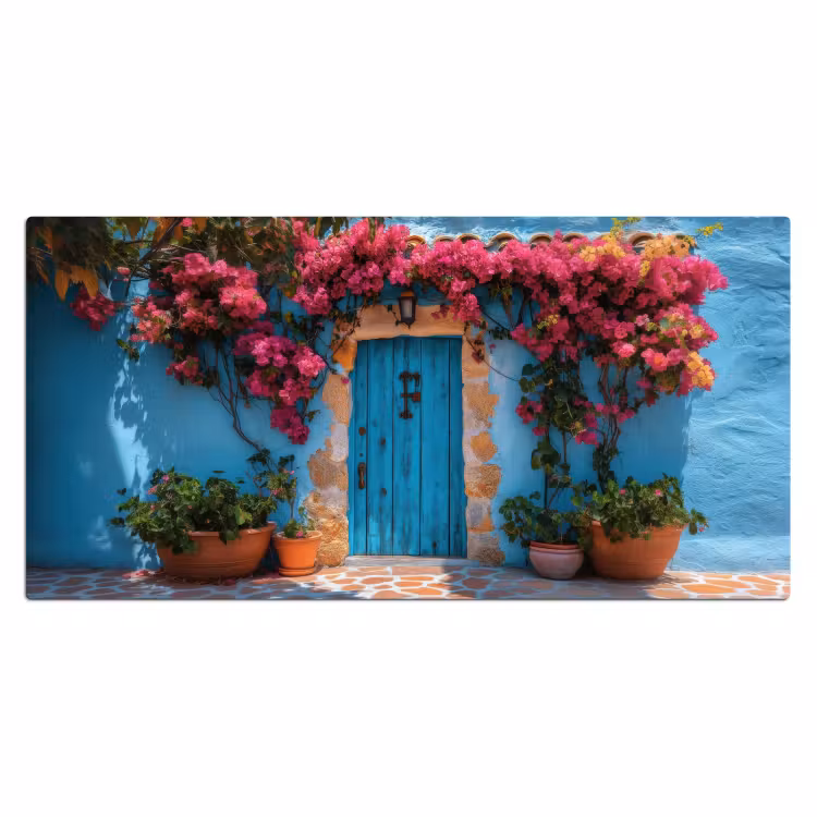 Bureau onderlegger - Deur - Hout - Bloemen - Blauw — 1