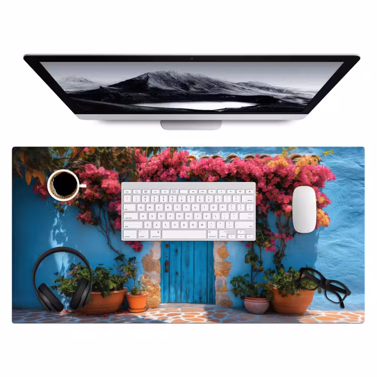 Bureau onderlegger - Deur - Hout - Bloemen - Blauw — 3