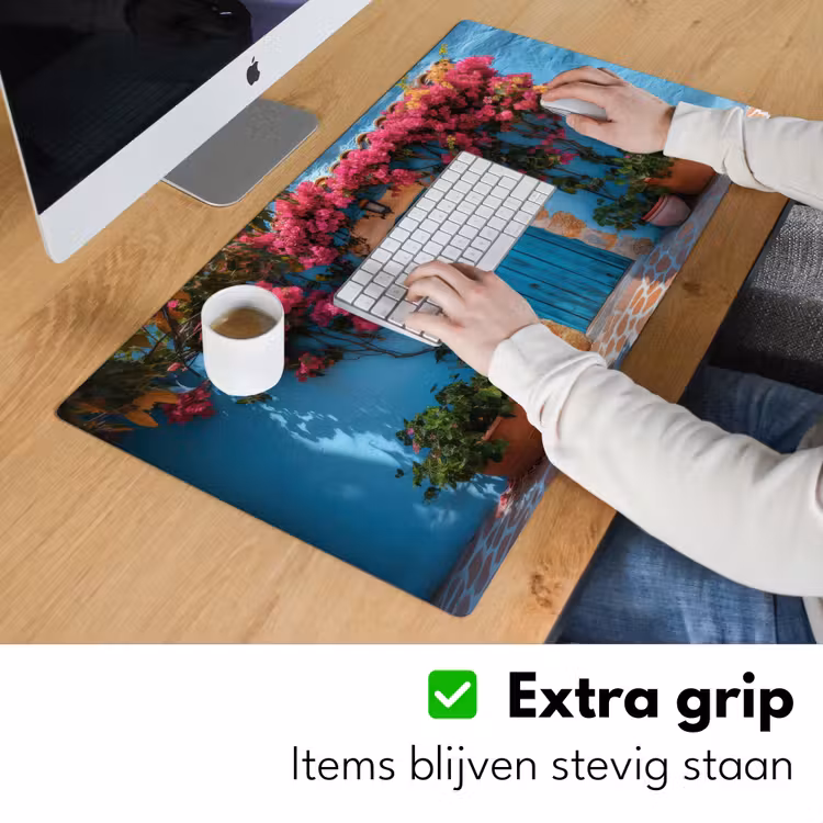 Bureau onderlegger - Deur - Hout - Bloemen - Blauw — 5