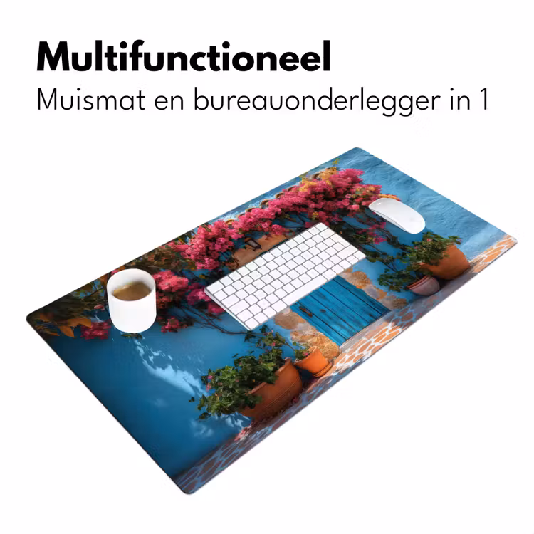 Bureau onderlegger - Deur - Hout - Bloemen - Blauw — 6