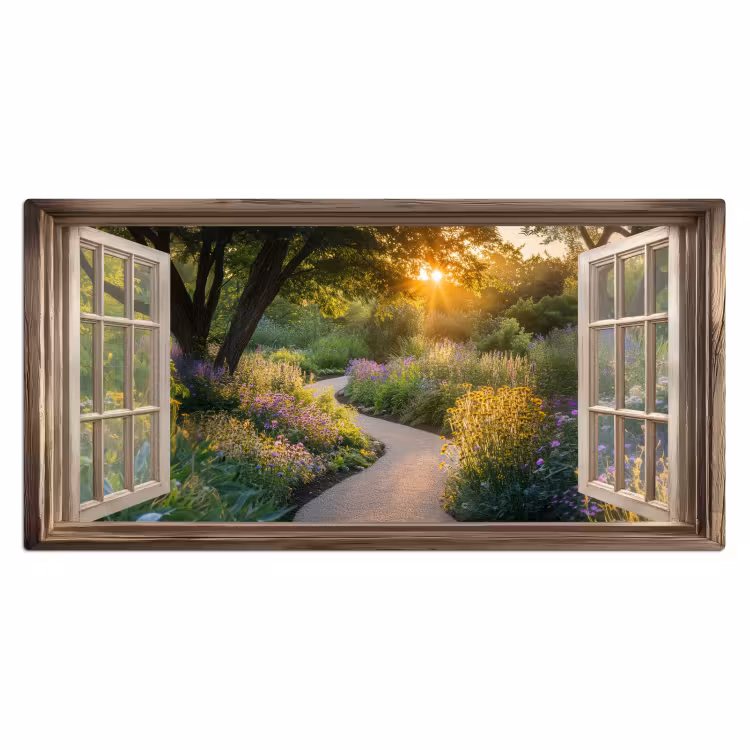 Bureau onderlegger - Doorkijk - Bloemen - Natuur - Zon - Pad — 1