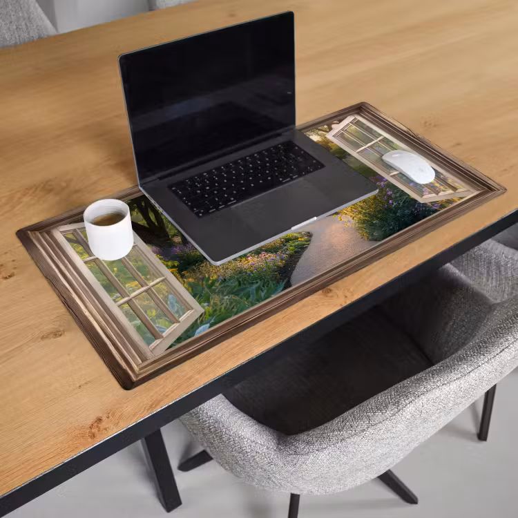 Bureau onderlegger - Doorkijk - Bloemen - Natuur - Zon - Pad — 2