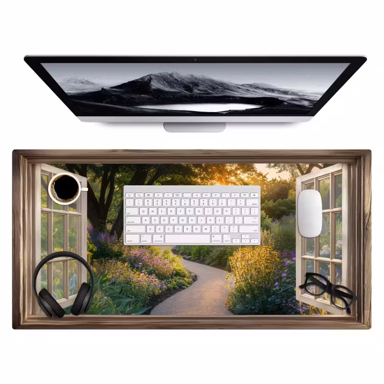 Bureau onderlegger - Doorkijk - Bloemen - Natuur - Zon - Pad — 3